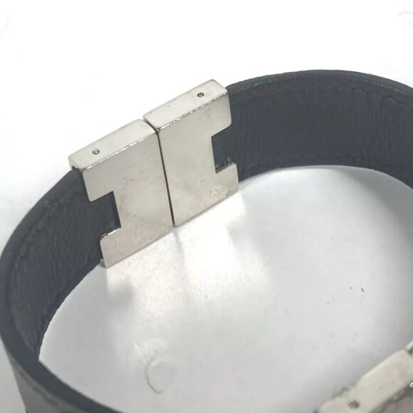 HERMES Lurie H logo Accessories Bracelet Leather Black/SilverHardware - Picture 5 of 10